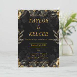 Luxe Elegant Zwart Goud bruiloft Kaart