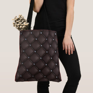 Luxe Elegant Zwart Goud Gewatteerd Lederen Patroon Tote Bag