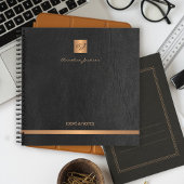 Luxe elegant zwart leren goud, monogrammen notitieboek