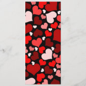 Luxe Elegant Zwart/Rode Harten Bruiloft Menu (Achterkant)