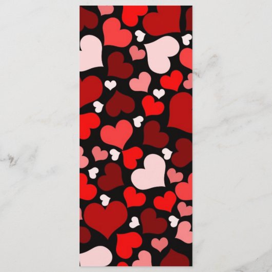 Luxe Elegant Zwart/Rode Harten Bruiloft Menu (Achterkant)
