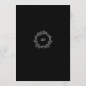 Luxe Elegant Zwart & Wit Botanische krans Menu (Achterkant)