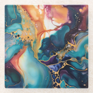 Luxe Elegante Abstracte Marmer Mooie  Glazen Onderzetter