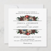 Luxe Elegante Bloemen Bruiloft Vierkante Uitnodigi Kaart (Voorkant)