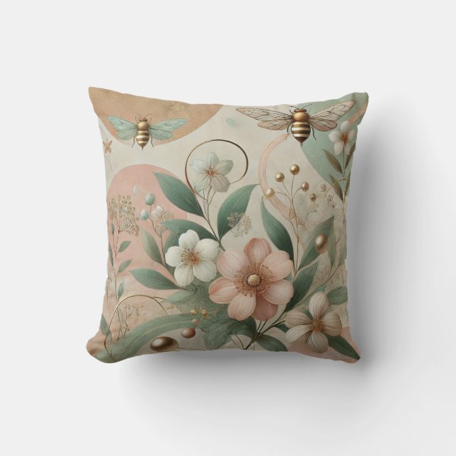 Luxe elegante bloemen kussen (Voorkant)