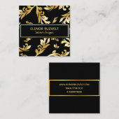 Luxe elegante bloemen Zwart Goud Visitekaartje (Voorkant / Achterkant)