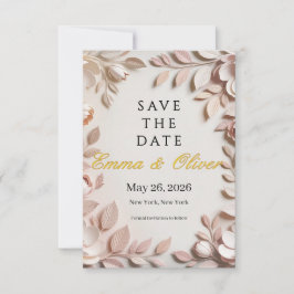 Luxe Elegante Bloemige Trouwkaart 'Save the Date' Kaart