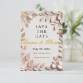 Luxe Elegante Bloemige Trouwkaart 'Save the Date' Kaart (Staand voorkant)