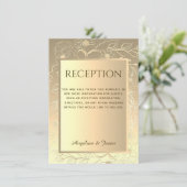 Luxe Elegante Bloemrijke Gouden Trouw Ontvangstkaa (Staand voorkant)
