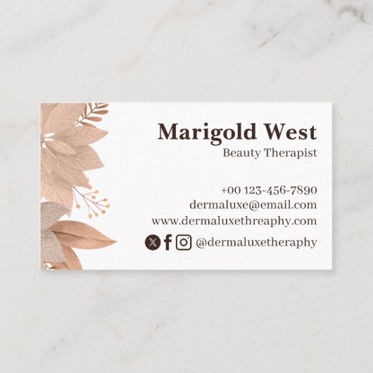Luxe Elegante Botanische Zachte Beige Marmeren Lea Visitekaartje (Achterkant)
