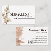 Luxe Elegante Botanische Zachte Beige Marmeren Lea Visitekaartje (Voorkant / Achterkant)