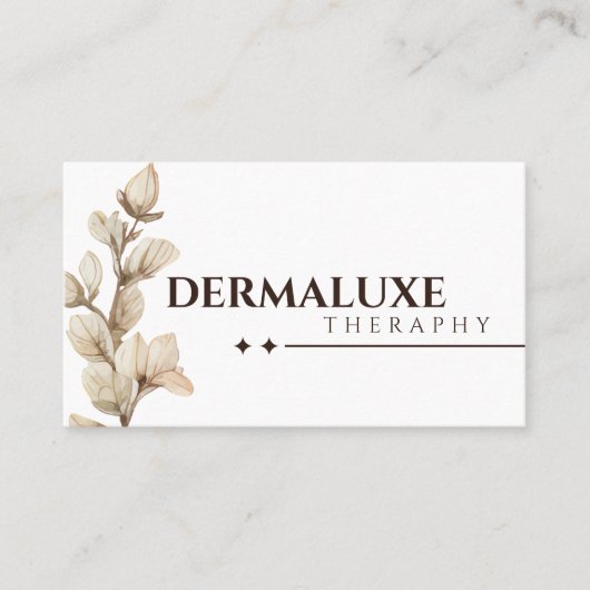 Luxe Elegante Botanische Zachte Beige Marmeren Lea Visitekaartje (Voorkant)