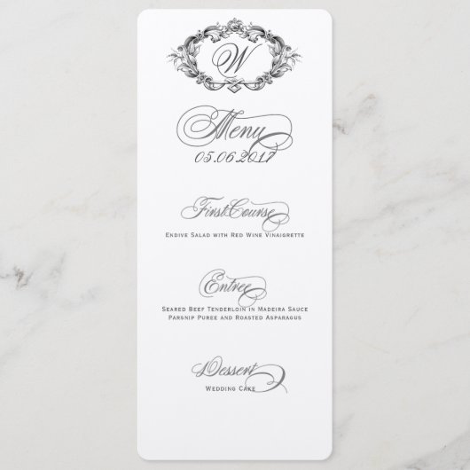 Luxe & elegante bruiloft menu (Voorkant)