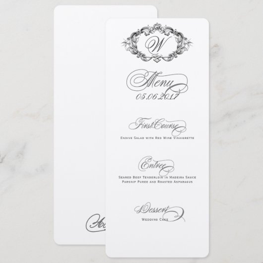 Luxe & elegante bruiloft menu (Voorkant / Achterkant)