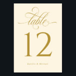 Luxe Elegante Crème en Gouden Kalligrafie Bruiloft Kaart<br><div class="desc">Elegante Cream en Gold Wedding Table Numbers: Verhoog uw bruiloft tafeldecor met onze Elegant Cream en Gold Wedding Table Numbers. Deze petite kaarten, van 3 x 5 inch, zijn een getuigenis van verfijnde schoonheid, met weelderig gouden kalligrafie script dat een element van tijdloze verfijning toevoegt. Deze dubbelzijdige tabelnummers zijn zorgvuldig...</div>