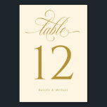 Luxe Elegante Crème en Gouden Kalligrafie Bruiloft Kaart<br><div class="desc">Elegante Cream en Gold Wedding Table Numbers: Verhoog uw bruiloft tafeldecor met onze Elegant Cream en Gold Wedding Table Numbers. Deze petite kaarten, van 3 x 5 inch, zijn een getuigenis van verfijnde schoonheid, met weelderig gouden kalligrafie script dat een element van tijdloze verfijning toevoegt. Deze dubbelzijdige tabelnummers zijn zorgvuldig...</div>