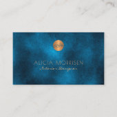 Luxe elegante Dark Navy waterverf monogram Visitekaartje (Voorkant)