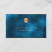 Luxe elegante donkerblauwe waterverf monogram visitekaartje (Voorkant)