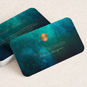 Luxe elegante donkergroene waterverf monogram visitekaartje