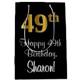 Luxe, elegante, Faux Gold look 49e verjaardag Medium Cadeauzakje (Voorkant)