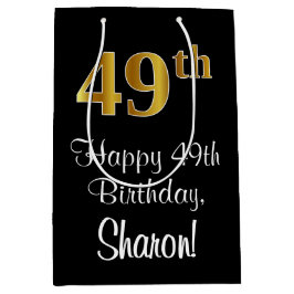 Luxe, elegante, Faux Gold look 49e verjaardag Medium Cadeauzakje