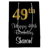 Luxe, elegante, Faux Gold look 49e verjaardag Medium Cadeauzakje (Achterkant)