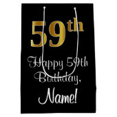 Luxe, elegante, Faux Gold look 59e verjaardag Medium Cadeauzakje (Achterkant)