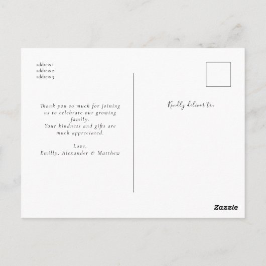 Luxe Elegante Fotocollage Bedankt Baby Briefkaart (Achterkant)