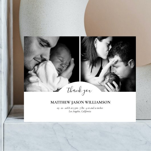 Luxe Elegante Fotocollage Dank Je Wel Baby Briefkaart