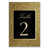 Luxe Elegante Glitter Goud en Zwarte Trouwtafel Kaart (Achterkant)