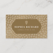 Luxe Elegante Gouden Alligatorprint QR-code Visitekaartje (Voorkant)