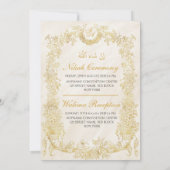 Luxe Elegante Gouden Bloemen Lijst Moslim bruiloft Kaart (Achterkant)