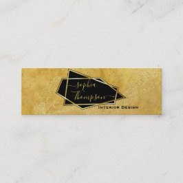 Luxe Elegante Gouden Glitter Marmer Script Mini Visitekaartje