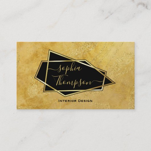 Luxe Elegante Gouden Glitter Marmer Script Visitekaartje (Voorkant)