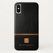 Luxe elegante gouden glitter zwart monogram Case-Mate iPhone case (Achterkant)