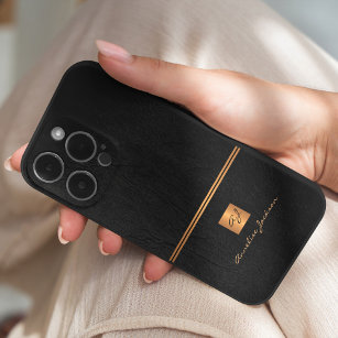 Luxe elegante gouden glitter zwart monogram Case-Mate iPhone case