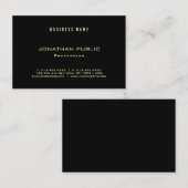 Luxe Elegante Gouden Tekst Modern Professioneel Zw Visitekaartje (Voorkant / Achterkant)