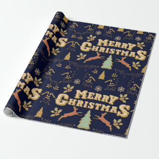 Luxe Elegante Gouden Vrolijk Kerstmis Cadeaupapier