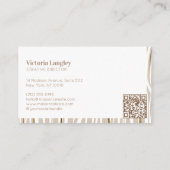 Luxe Elegante Gouden Zebraprint Strepen QR Code Visitekaartje (Achterkant)