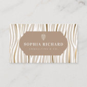 Luxe Elegante Gouden Zebraprint Strepen QR Code Visitekaartje (Voorkant)