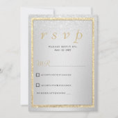 Luxe elegante gouden zilveren glitter RSVP Kaart (Voorkant)