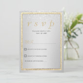 Luxe elegante gouden zilveren glitter RSVP Kaart (Staand voorkant)