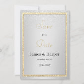 Luxe elegante gouden zilveren glitter Save the Dat Kaart (Voorkant)