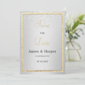 Luxe elegante gouden zilveren glitter Save the Dat Kaart (Staand voorkant)