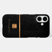 Luxe elegante gouden zwarte monogram naam Case-Mate iPhone case (Achterkant (horizontaal))