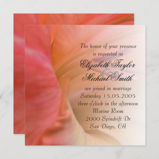 Luxe Elegante Hibiscus Lente Bruiloft Uitnodigen Kaart (Voorkant / Achterkant)