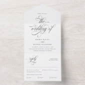 Luxe Elegante Kalligrafie Bruiloft All In One Uitnodiging (Binnen)