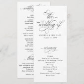 Luxe Elegante Kalligrafie Huwelijksprogramma Programmakaart (Voorkant / Achterkant)