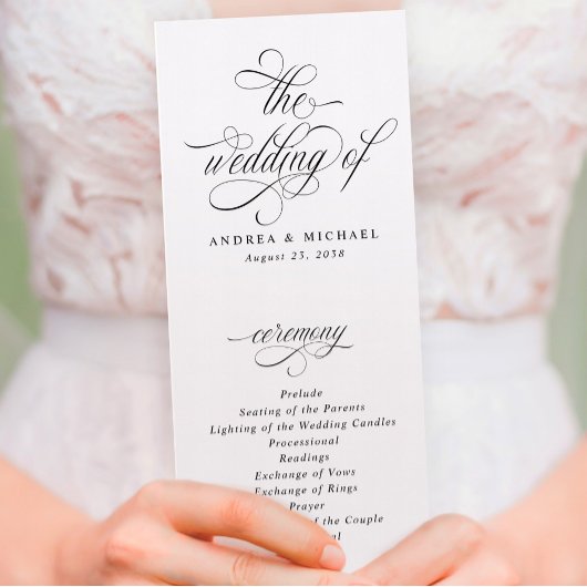 Luxe Elegante Kalligrafie Huwelijksprogramma Programmakaart