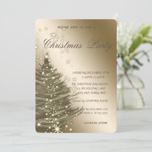 Luxe elegante kerstboom, kerstfeest kaart (Staand voorkant)